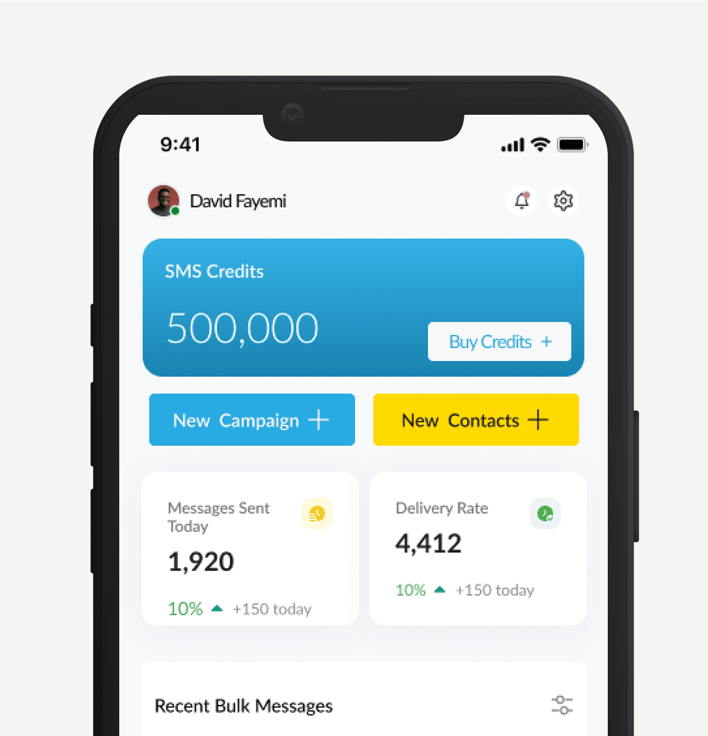 BulkifySMS Mobile Dashboard Preview